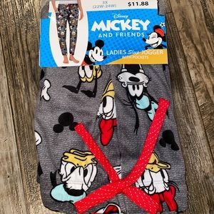 NWT Mickey & Friends Fleece Ladies Sleep Jogger with Pockets
